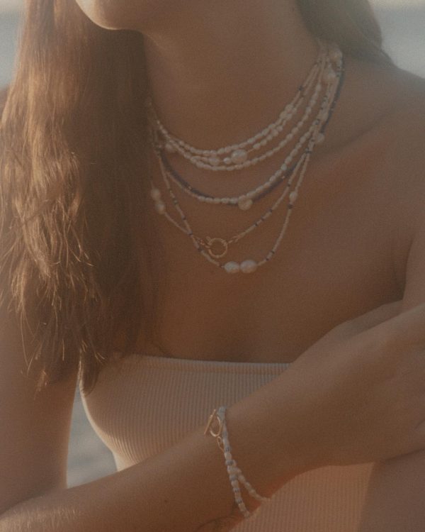 Pearl Necklace 04 in white and Blue made for Morsel Store by the brand Lily & May