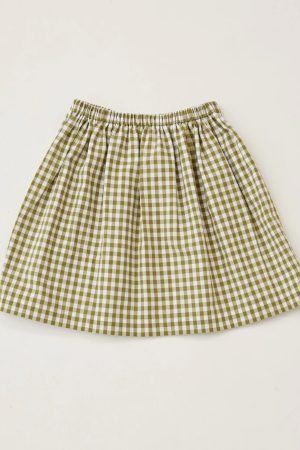 the Fleur Skirt in Olive Gingham by the brand Daughter, curated by Morsel Store