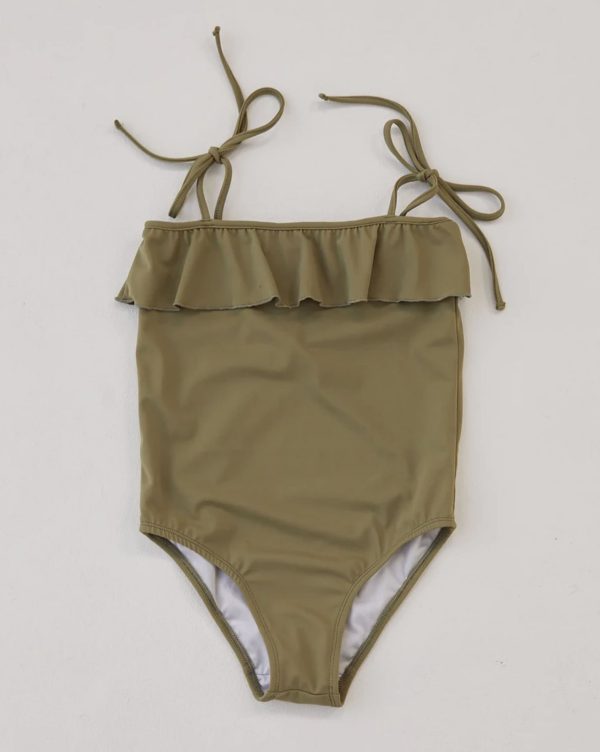 the Maya Swimsuit in Olive by the brand Daughter, curated by Morsel Store