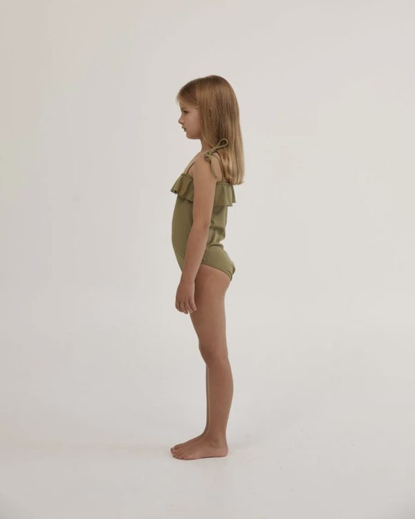 the Maya Swimsuit in Olive by the brand Daughter, curated by Morsel Store