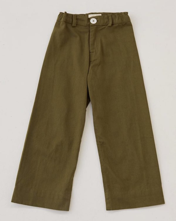 the Molly Trousers in Olive by the brand Daughter, curated by Morsel Store