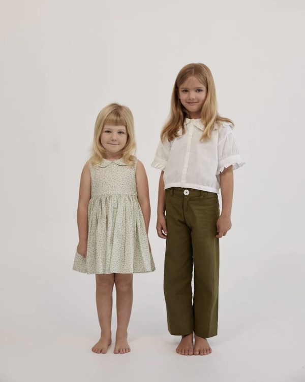 the Sunday Dress in Forget Me Not, the Honey Blouse & Molly Trousers by the brand Daughter, curated by Morsel Store