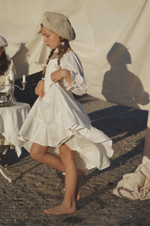 the Hellenica Dress in Etoile Broderie by the brand House of Paloma, curated by Morsel Store