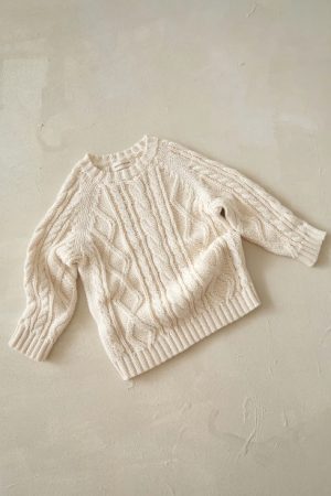 the Luis Cable Knit Sweater in Straw by the brand House of Paloma, curated by Morsel Store