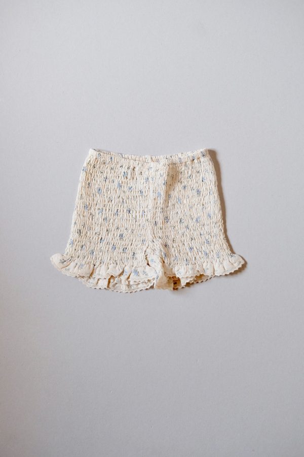 the Poppi Short in a floral Fleur Bleue fabric by the sustainable brand House of Paloma, curated by Morsel Store