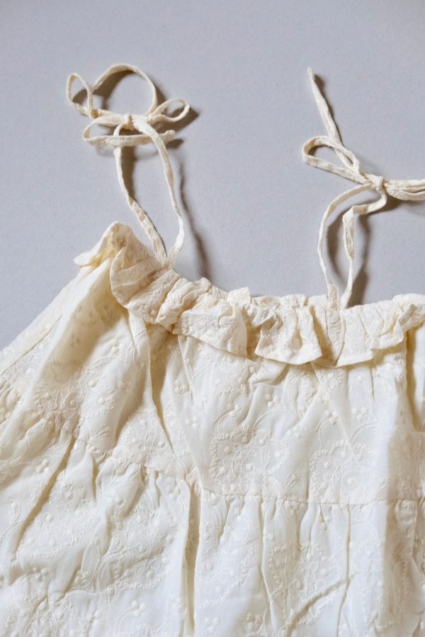 the Sonnet Dress in cotton Creme Broderie fabric by the sustainable brand House of Paloma, curated by Morsel Store