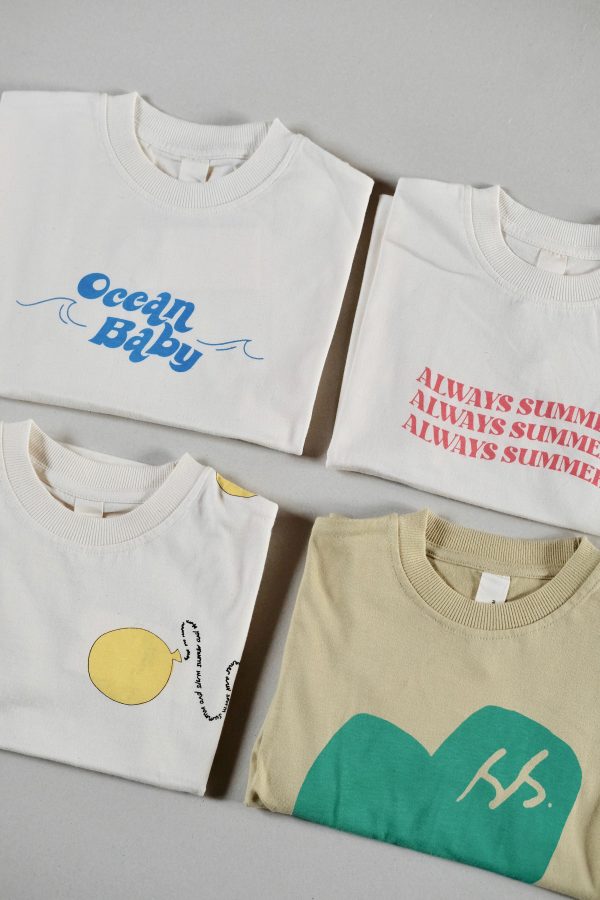 the Oversized Tee in Ocean Baby, Always Summer, Balloon & SS Green Heart by the brand Summer and Storm, curated by Morsel Store