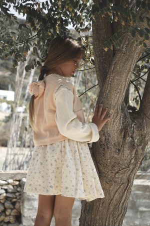 the cotton Camille Skirt in Fleur Bleue paired with the Jule Tunic & Pasquelina Vest by the brand House of Paloma, curated by Morsel Store