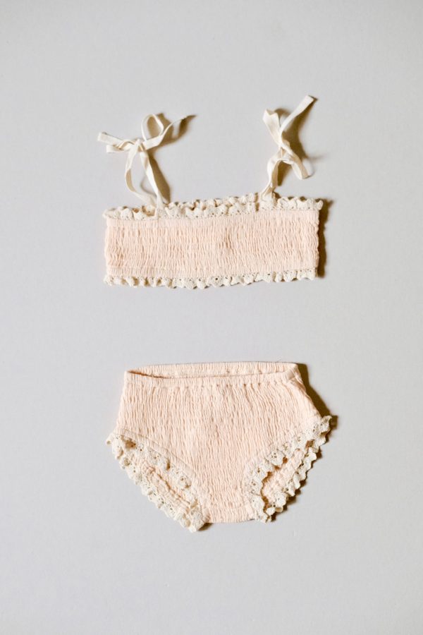 the cotton Agnes Set in Peach Sorbet by the brand House of Paloma, curated by Morsel Store