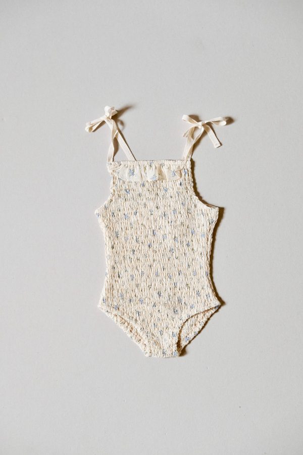 the cotton Rosa One-Piece Swimsuit in Fleur Bleue by the sustainable brand House of Paloma, curated by Morsel Store