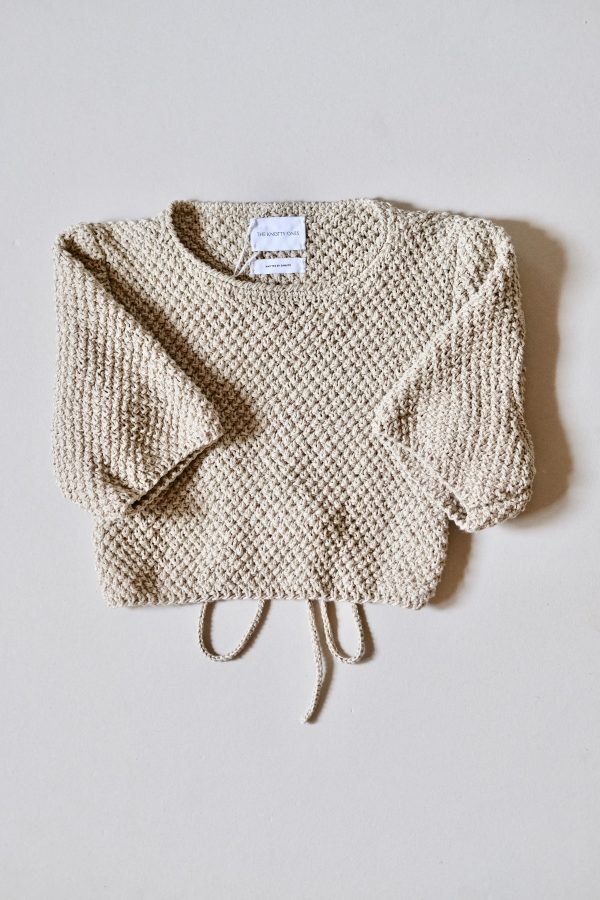 the hand knitted Lake Galve Top in Natural by the brand The Knotty Ones, curated by Morsel Store