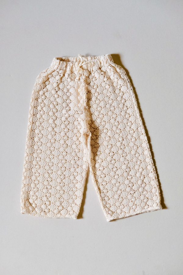 the organic cotton Crochet Pants in Ecru by the sustainable brand Liilu, curated by Morsel Store, located on Mallorca