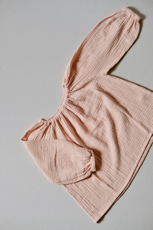 the Liilu Blouse in Nude organic muslin cotton by the sustainable brand LiiLU, curated by Morsel Store located on Mallorca