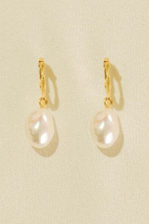 the Estee Earrings in white nacre pearl by the sustainable brand Agapé Studio, curated by Morsel Store