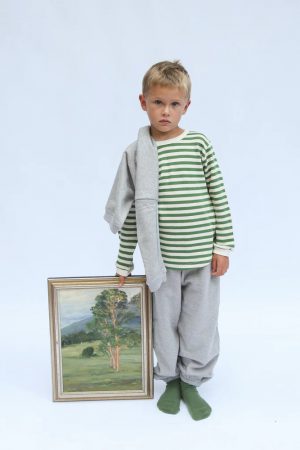 the Longsleeve Waffle Tee in green Fairway Stripe by Summer and Storm on morsel-store.com