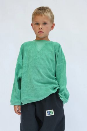 the Relaxed Terry Pullover in Green by Summer and Storm on morsel-store.com