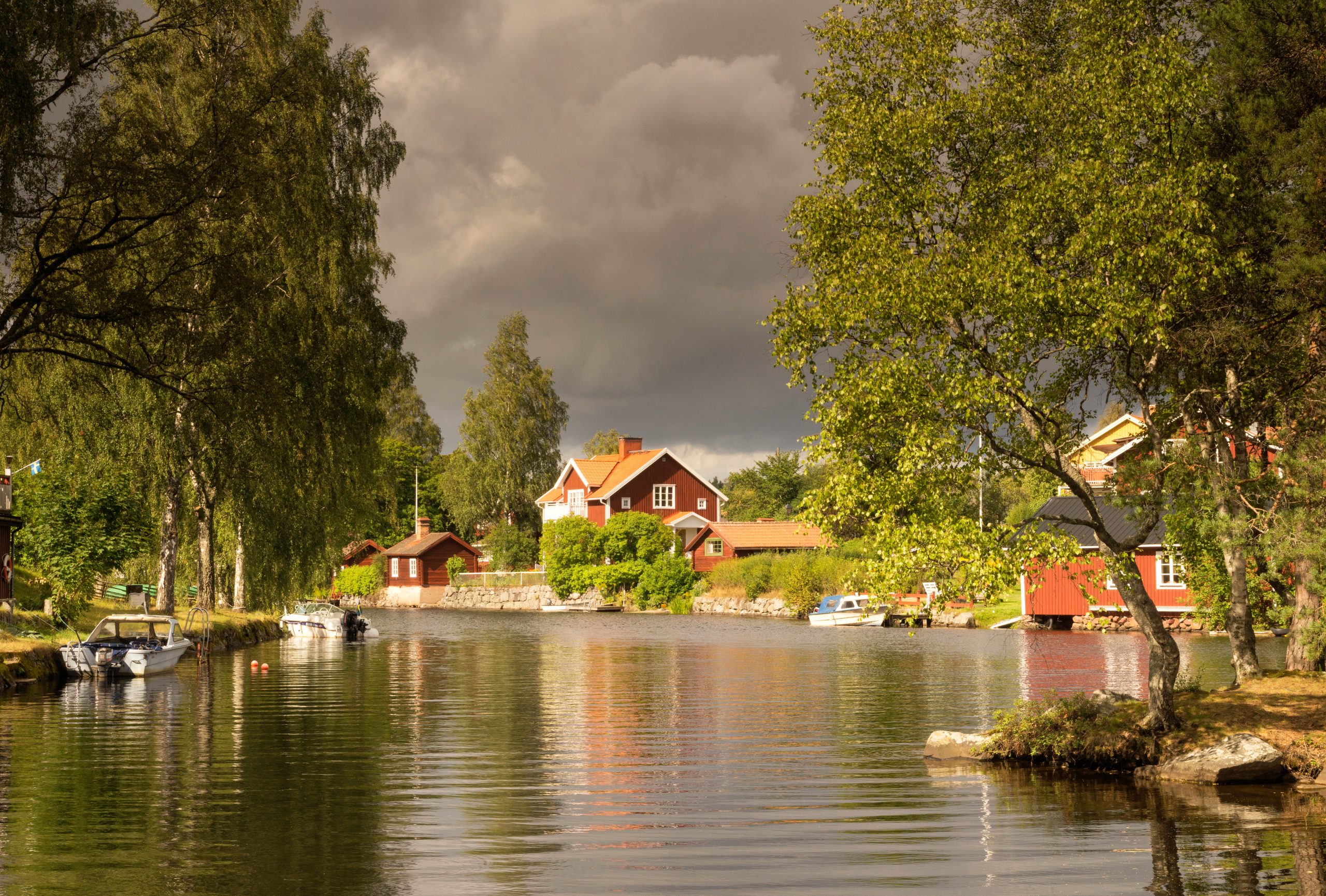 Dark sky over the Swedish village Sundborn