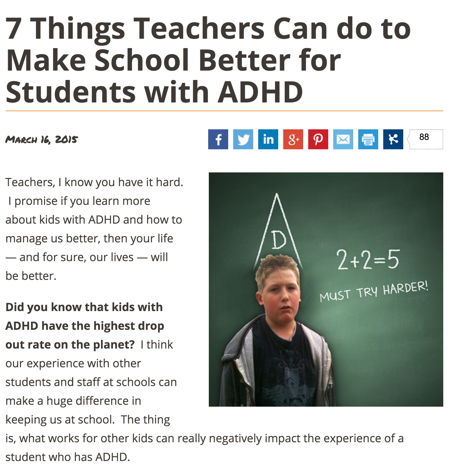 Här är 7 tips på hur lärare kan göra skolan bättre för barn med ADHD.