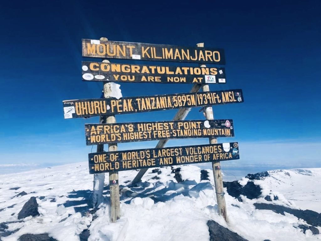 The top of Mount Kilimanjaro in Tanzania