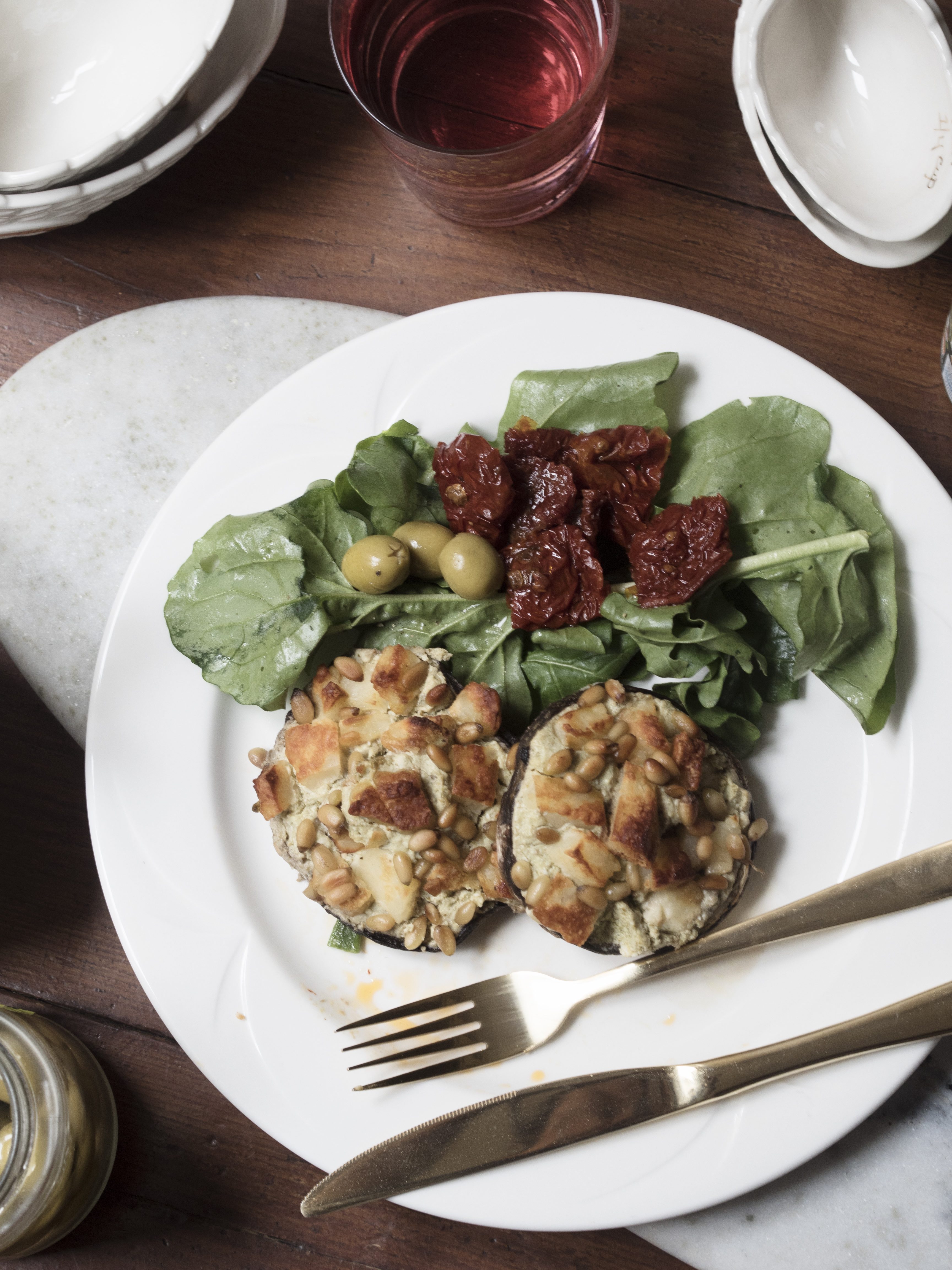 Stuffed mushroom with courgette