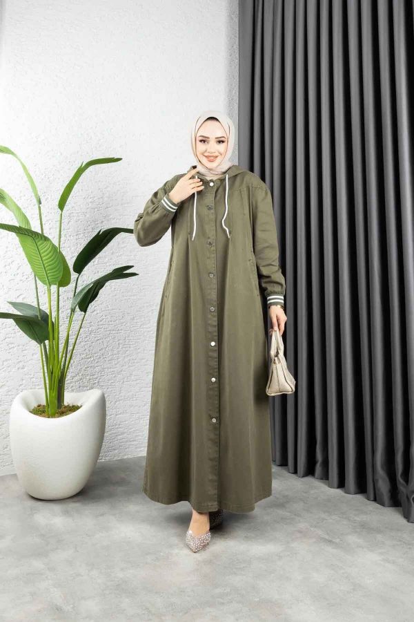 ⁦كاب جينز بأكمام رياضية- خاكي⁩ - الصورة ⁦3⁩