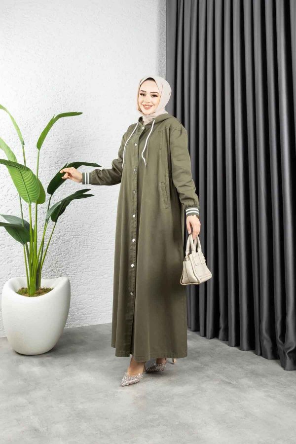 ⁦كاب جينز بأكمام رياضية- خاكي⁩ - الصورة ⁦4⁩