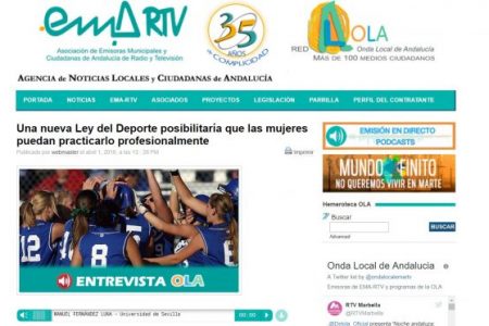 Onda Local Andalucía. Una nueva Ley del Deporte posibilitaría que las mujeres puedan ser profesionales