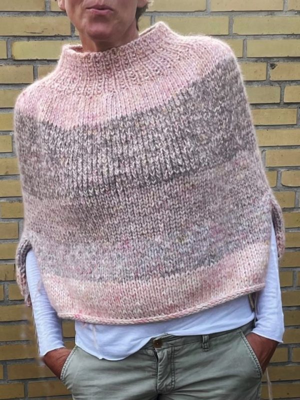 Strikkeopskrift poncho - Wrap Me - striber