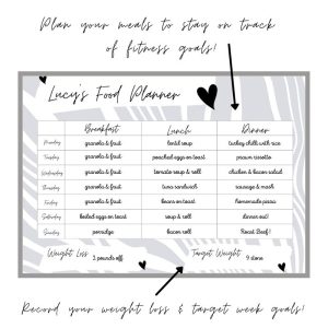 Wipeable Food Diary Wall Planner Grey Geo, Personalised, Magnetic