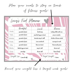 Wipeable Food Diary Wall Planner Pink Geo, Personalised, Magnetic
