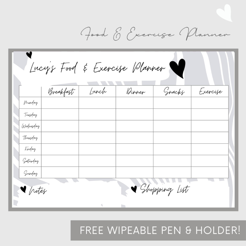 Wipeable Food & Exercise Wall Planner, grey