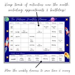 Wipeable Monthly Personalised Wall Planner , Blue Space Design, personalised