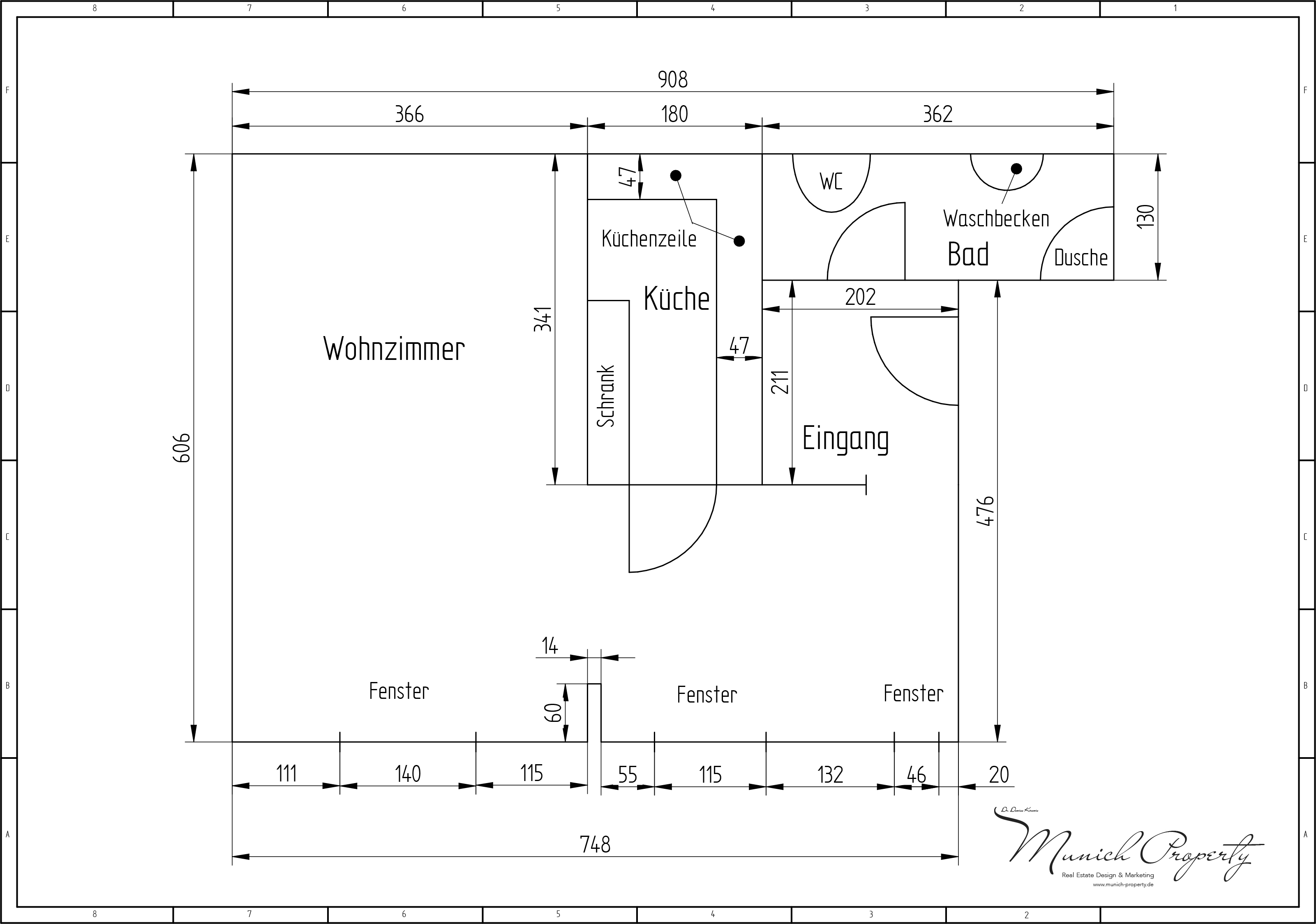 Wohnung mieten München Westend Schwanthalerhöhe: 2 Zimmer Altbau Grundriss