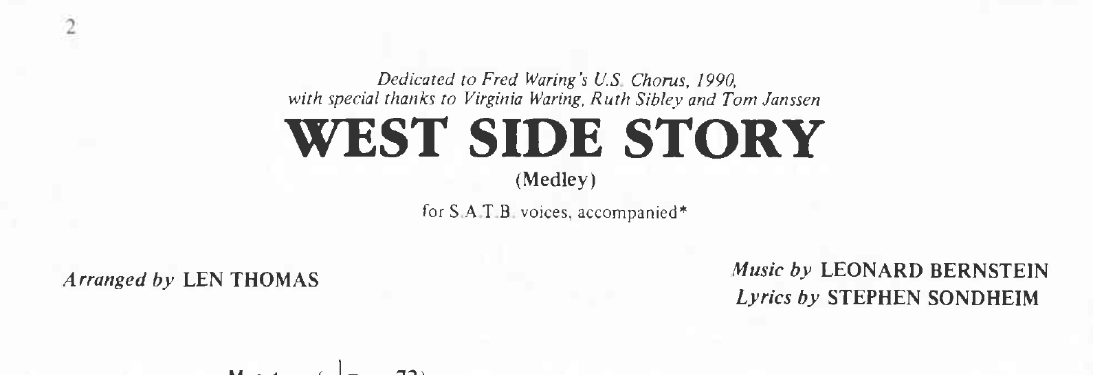 West Side Story Medley SATB