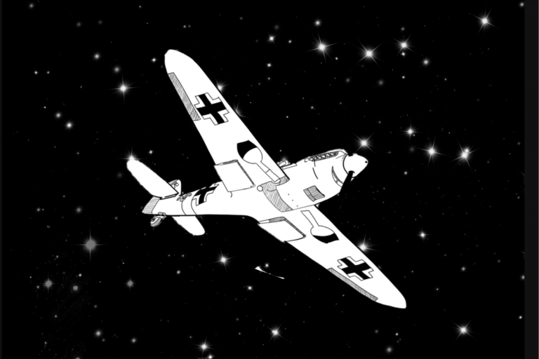 Tysk fly på nattehimmel under 2 verdenskrig