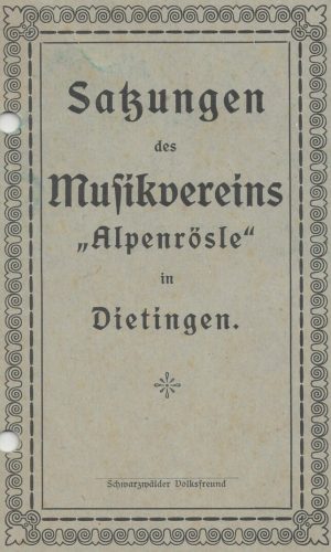 1923 Satzung des MVD Titelseite