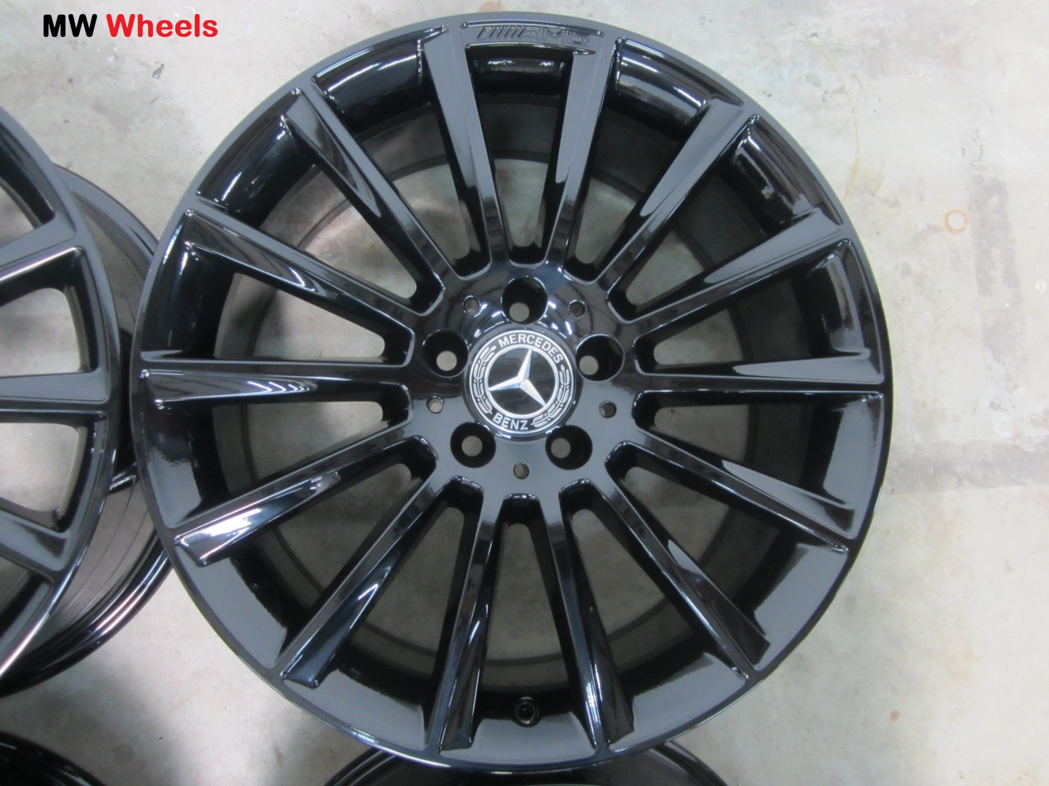 Originele Mercedes 19 inch AMG velgen C Klasse W205 hoogglans zwart