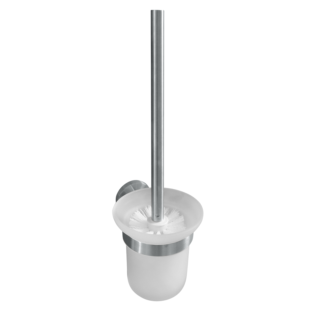 WC-Bürstengarnitur mit Glasbehälter, weiße Bürste,  115 × 360 × 130 mm