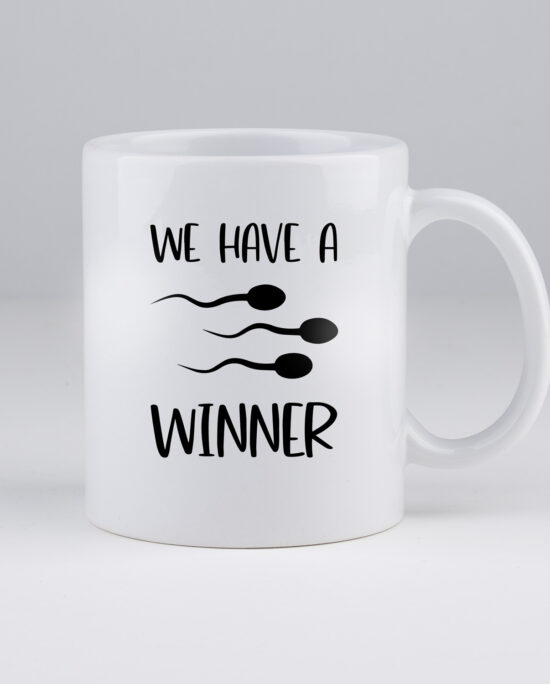 we have a winner, koffiemok, zwangerschapsaankondiging