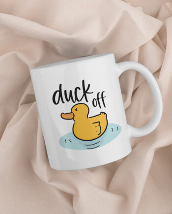 duck off, mok, koffiemok, koffiemok cadeau, cadeau koffiemok, tasse à café cadeau, gift, coffee lover gift, fun, leuke koffiemok, grappige koffiemok, grappig cadeau, bureau mok, witte koffiemok bureau met bedrukking, sarcasme