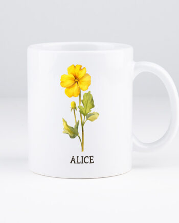 gepersonaliseerde koffiemok met geboortebloem met naam, koffiemok met geboortebloem, birthflower koffiemok, geboortebloem cadeau verjaardag, personalisatie cadeau geboortebloem, koffiemok geboortebloem verjaardag