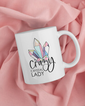 crazy crystal lady, spiritueel cadeau, mok, koffiemok, koffiemok cadeau, cadeau koffiemok, tasse à café cadeau, gift, coffee lover gift, fun, leuke koffiemok, grappige koffiemok, grappig cadeau, bureau mok, witte koffiemok bureau met bedrukking