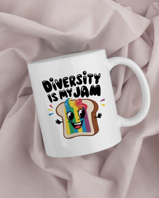 diversity is my jam, pride koffiemok, pride gift, pride cadeau, lgbtq gift, lgbtq cadeau, geschenk, lgbtq koffiemok, gay koffiemok, lgbtq mug, gay merchandise, lgbtq merch, leuke koffiemok