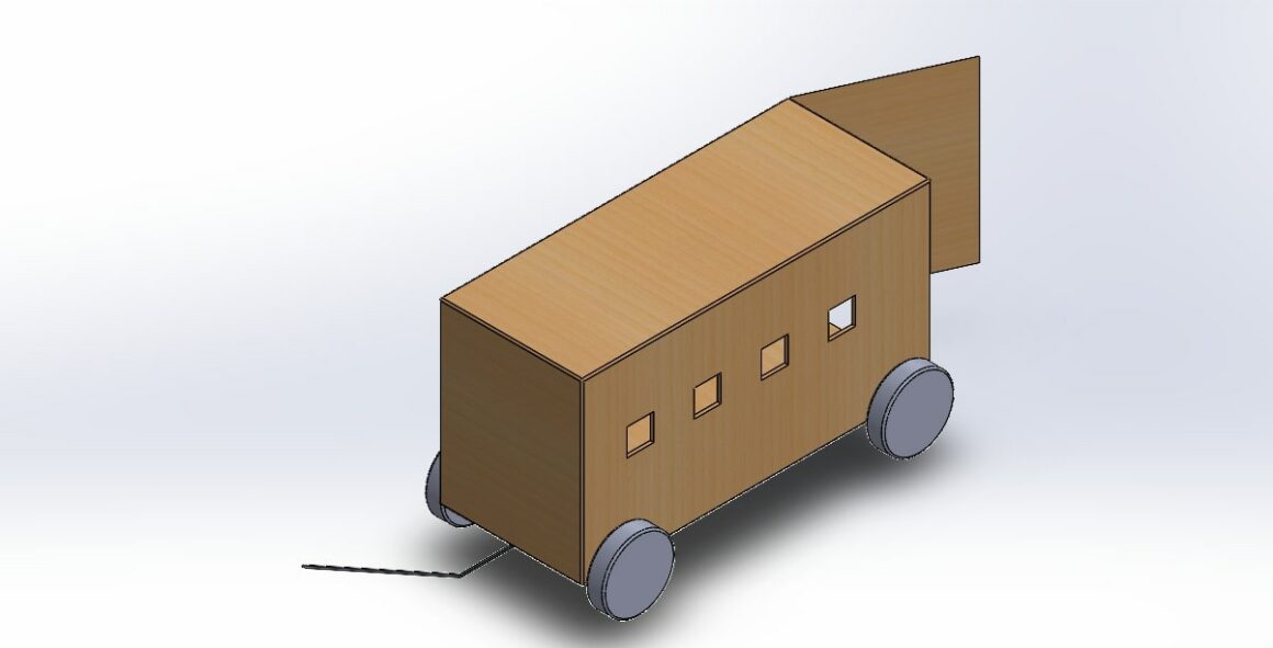 Schets van de “trash trolley”