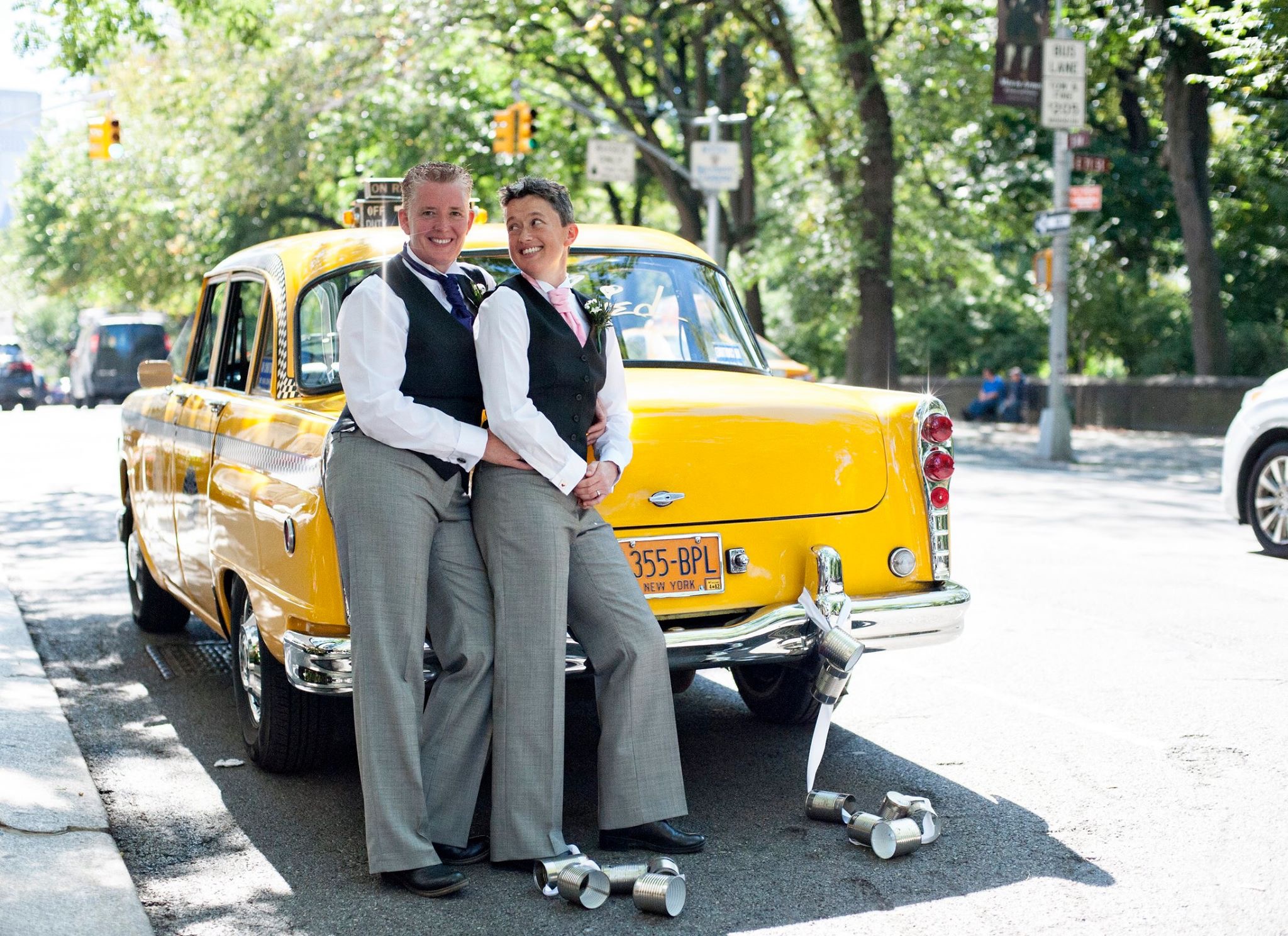 gay couple and yellow taxi myohmy weddings