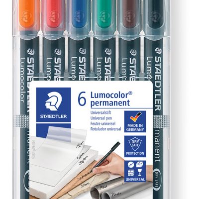 STAEDTLER Permanent markersæt 0,4 mm. Stregbredde S. Etui med 6 farver.