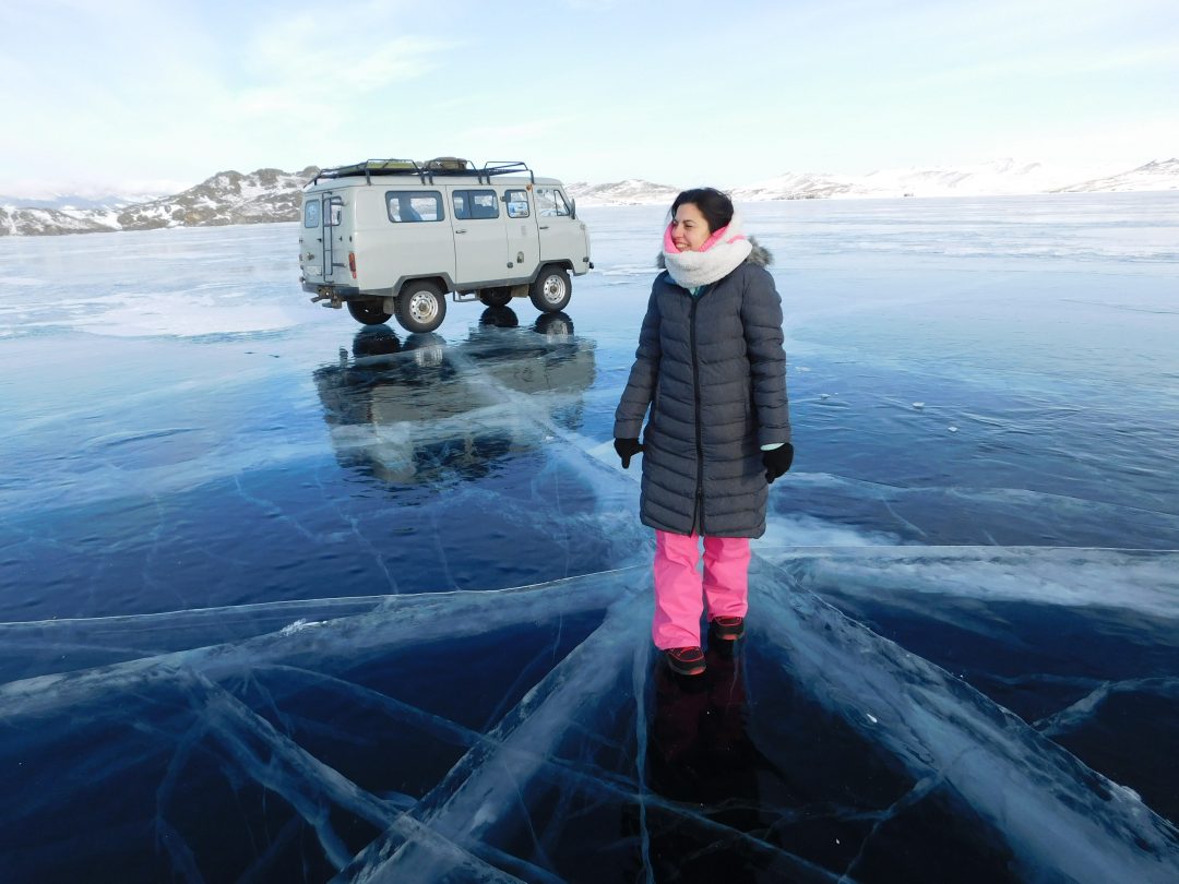 driving on lake baikal