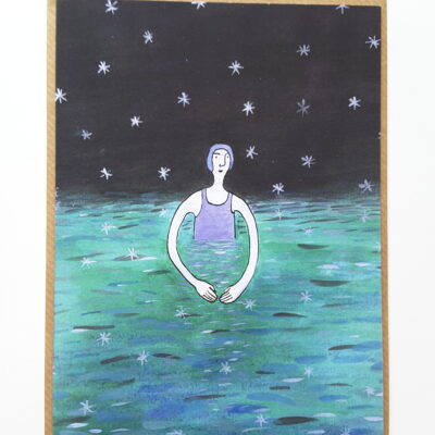 Blank Greetings Card, Night Swimming