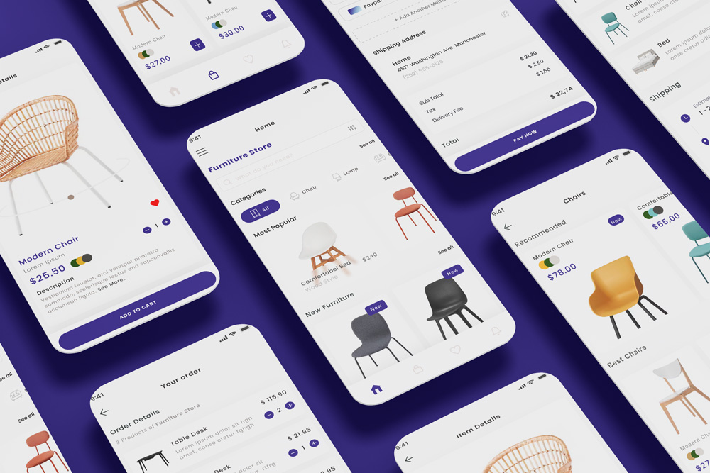 Furniture Seat Shop & Chair Store App & Ui Kit Template