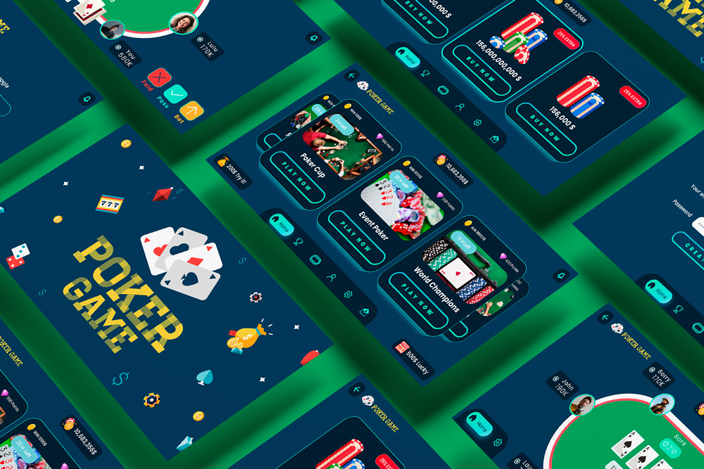 Online Poker & Casino Dark Game Mobile App Ui Kit
